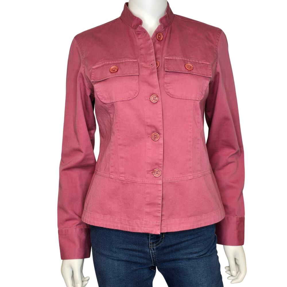 Soft Rose Utility Jacket Cotton Button Front Size Small